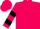 Hot pink, black sashes, black bars on sleeves