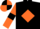 Black, orange diamond, orange sleeves, black armlets, black and orange quartered cap