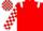 Red, white epaulets, checked sleeves and cap