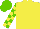 Yellow, yellow and light green check sleeves, light green cap