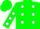 Kelly green, white dots
