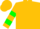 Gold, green pine tree, green bars on sleeves