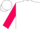 Navy, white circled 'w', hot pink and white bands on hot pink sleeves