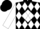 Black,white diamond on front & back,diamonds down sleeves