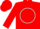 Red, white trim, 'r' in white circle front & back