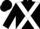 Black body, white cross sashes front & back