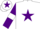 White, purple star, purple sleeves, white armlets, white cap, purple star