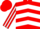 Red, white chevrons, striped sleeves, red cap
