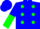 Blue, green dots, blue and green halved sleeves, green and blue cap