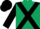Dark green, black cross sashes, green band on black sleeves, black cap