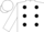 White, black dots, white cap