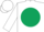 White, dark green ball, white cap