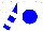 White, blue ball, white bars on blue sleeves, white cap