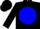 Black, black 'par 3' on blue ball, blue band on sleeves, black cap