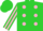 Lime green, pink dots, pink stripe on sleeves