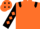 Orange, black epaulets, black sleeves, orange diamonds, orange cap, black diamonds