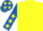 Yellow, royal blue sleeves, yellow stars, royal blue cap, yellow stars