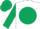 White, dark green disc, sleeves and cap