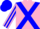 Pink, blue cross sashes, blue stripe on sleeves, pink and blue cap