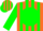 Orange,orange 'eo' on green ball, green stripes on sleeves