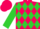 Teal, hot pink and chartreuse diamonds, chartreuse sleeves