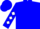 Blue, white 'jaf' on front and back, white diamonds on sleeves