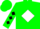 Neon green, 'lazy d ranch','d'in white diamond, black diamonds on sleeves