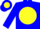Blue, blue 'ms' on yellow ball