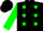 Black, green dots, green sleeves
