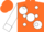 Orange, white ball sash, white dots and cuffs on sleeves