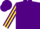 Purple, yellow circled 'h', purple dots on yellow stripe on sleeves