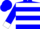 Blue, white hoops, white cuffs