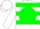 White, fuchsia 'b' on forest green ball, fuchsia and forest green hoops
