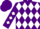 Purple, 'm & j' in white diamonds