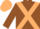 Brown, beige cross sashes, brown and beige cap