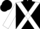 Black, white cross sashes, red bars on white sleeves