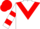 White, red triangular panel, two red hoops on sleeves, red cap