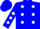 Blue, white dots, white diamonds on sleeves