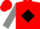 Red, black diamond, red and black diamond stripe on grey sleeves