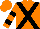 Fluorescent orange, black cross sashes, two black hoops on sleeves