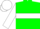 Green, green shamrocks in white hoop, green shamrock in white hoop on sleeves, green and white cap