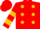 Red, gold dots, gold bars on sleeves