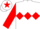 White, red triple diamond & sleeves, red star on cap