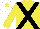 Yellow, black cross sashes, white cap, yellow star