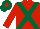 Red, dark green cross sashes, dark green cap, red star