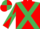 Red, emerald green cross sashes, diabolo on sleeves, quartered cap