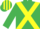 Emerald green, yellow cross sashes, striped cap