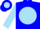 Blue, blue 'kbj' on sky blue ball, sky blue sleeves