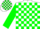 White, green and yellow 'w' emblem, green blocks on sleeves