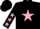 Black, 'm' on pink star, pink 'igwt', pink  stars on sleeves
